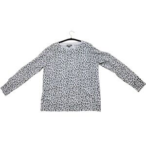 Repeat Cashmere Leopard Print Sweater Gray 100% Cashmere Soft Luxe S